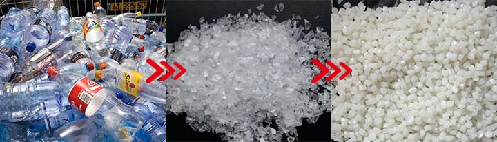 changing flow of the plastic bottle to plastic pellet