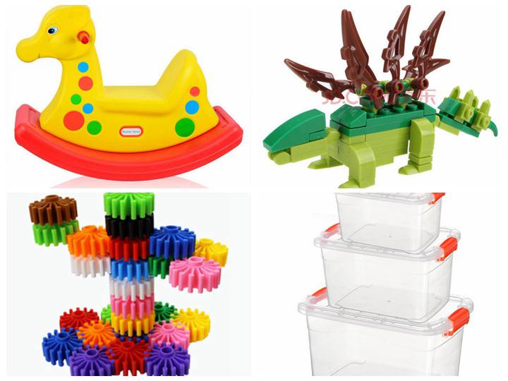 Toys and boxes made of recycling plastic