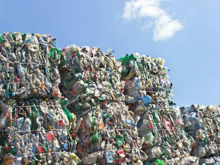 thousands of waste plastic bottles