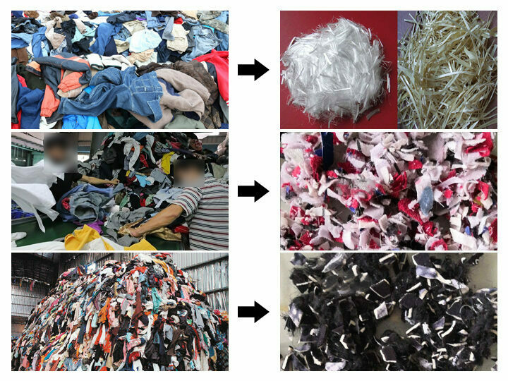 use of a Fiber shredder for cutting waste cloth