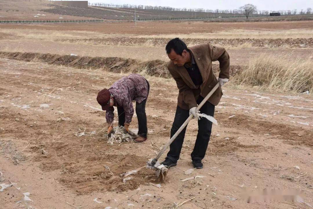 un granjero está recogiendo películas de desecho