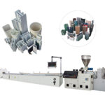 Plastic profile extrusion line