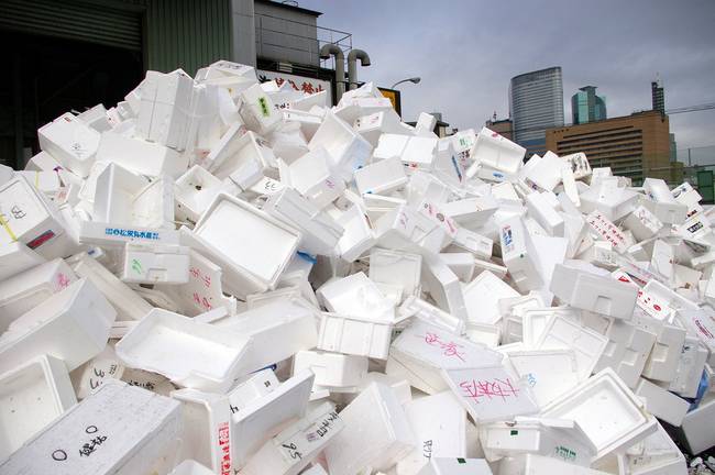 plastic foam packaging waste