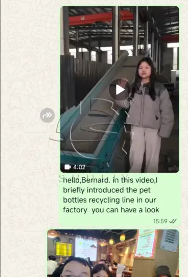 쉘리가 공장 비디오에서 PET 병 재활용 라인을 소개합니다.