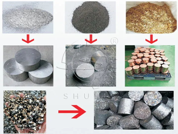 Pressed metal bqiquettes