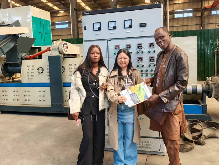 Senegal client and our sales manager Hailey in our factory